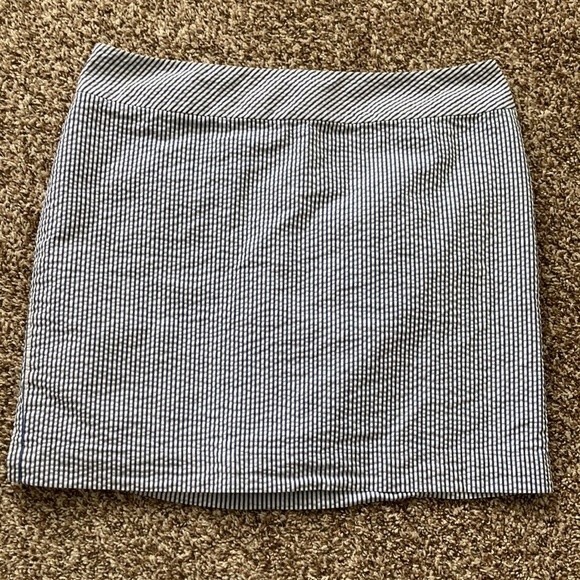 LLBEAN Blue White Searsucker Summer Mini Skirt Size 10 - Picture 7 of 8